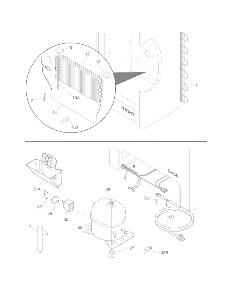 System Diagram and Parts List for CFUFH17PW1  Crosley Freezer