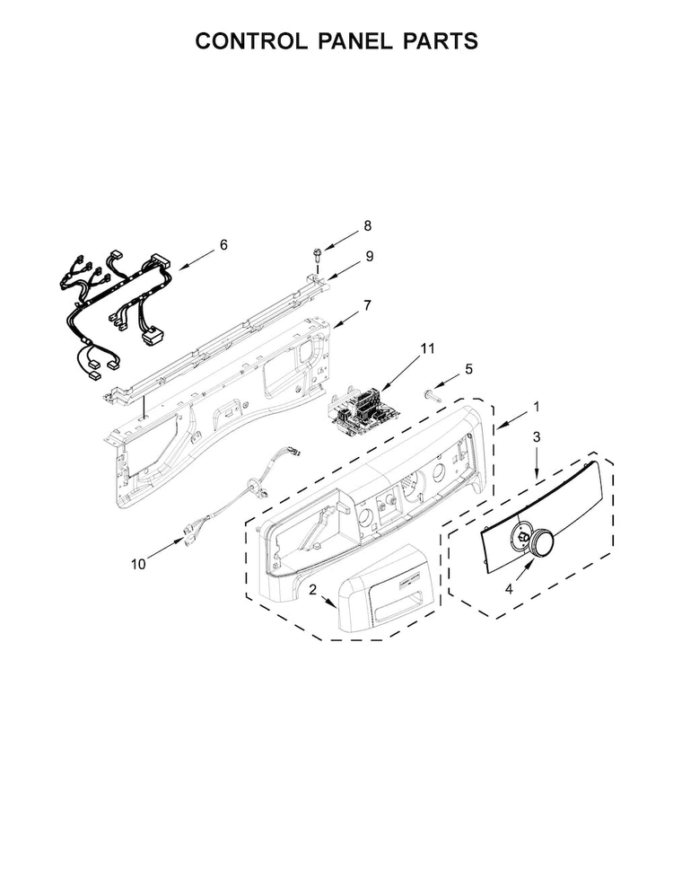 Control Panel Parts Diagram and Parts List for MHW5500FW1  Maytag Washer