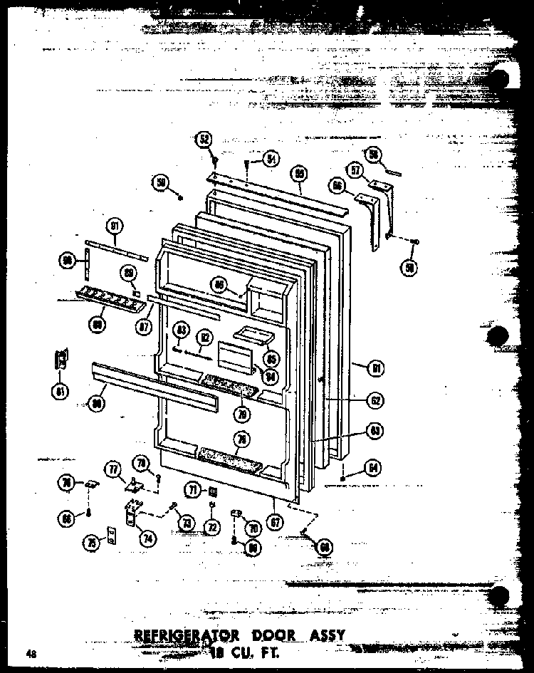 Refrigerator Door Assy 18 Cu. Ft. Diagram and Parts List for T16N-P60236-48W  Amana Refrigerator