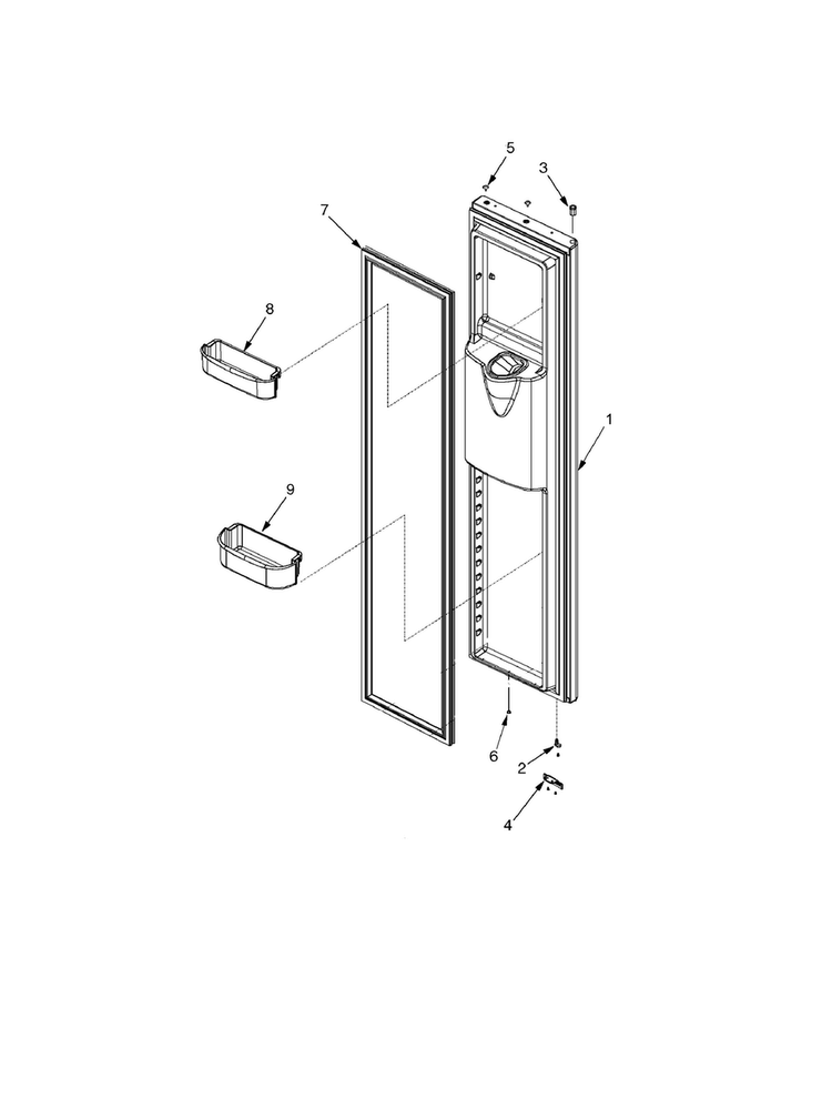 Freezer Door Diagram and Parts List for PSD268LGEB-PPSD268LGEB0  Maytag Refrigerator