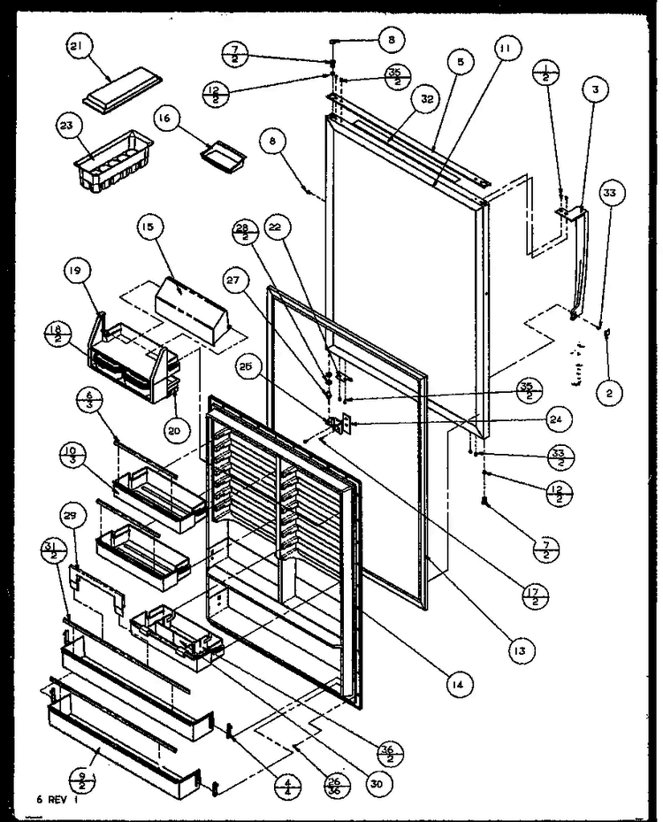 Refregerator Door Diagram and Parts List for 85161W-P1117111WW  Amana Refrigerator