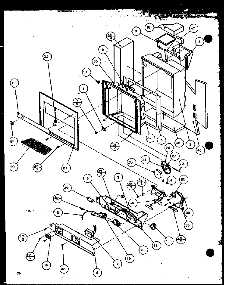 Ice And Water Cavity Diagram and Parts List for 36511W-P1121603WW  Amana Refrigerator