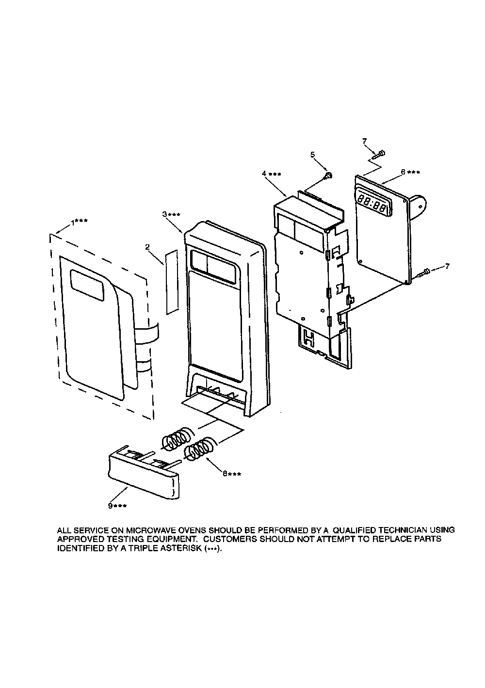 Control Panel Diagram and Parts List for 56569399990  Kenmore Microwave