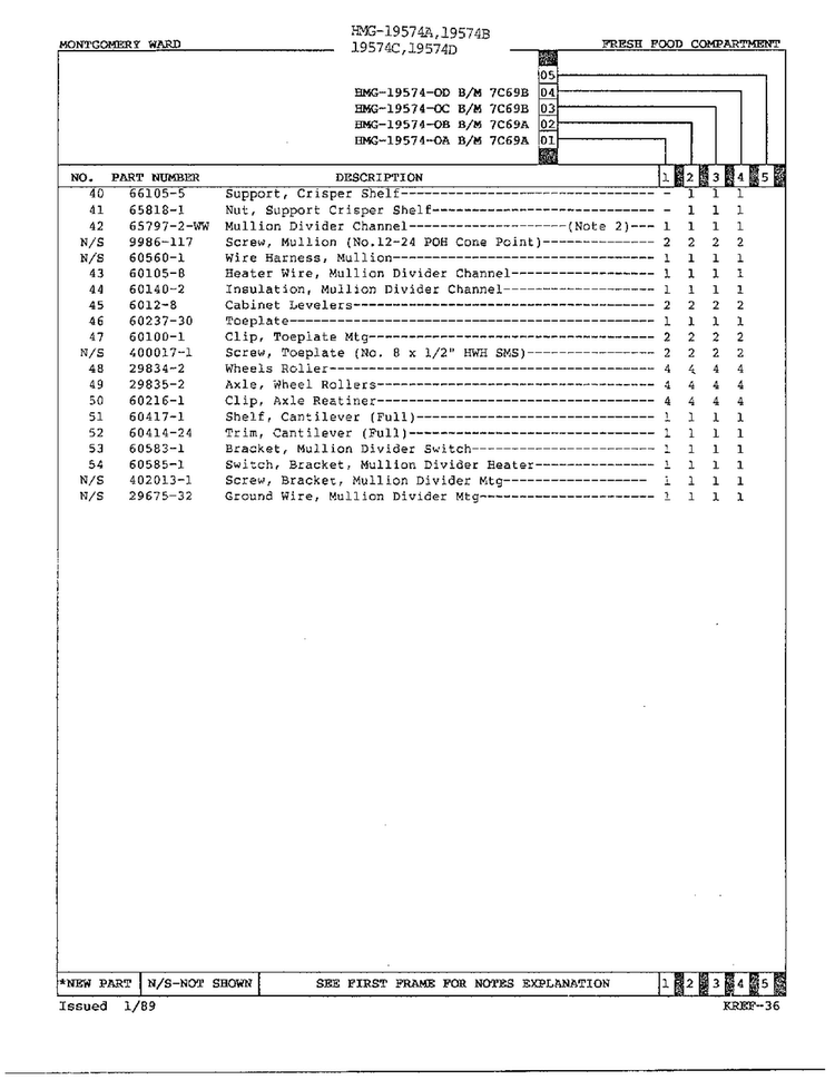 Fresh Food Compartment Assembly Page 3 Diagram and Parts List for 19574C  Admiral Refrigerator