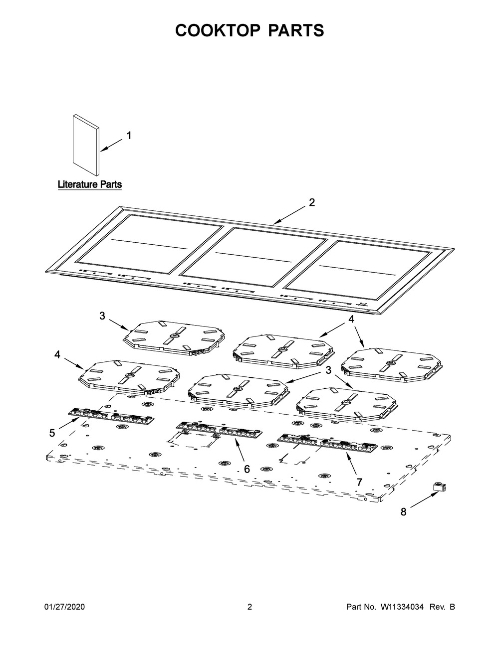 Cooktop Parts Diagram and Parts List for JIC4736HS0  Maytag Range