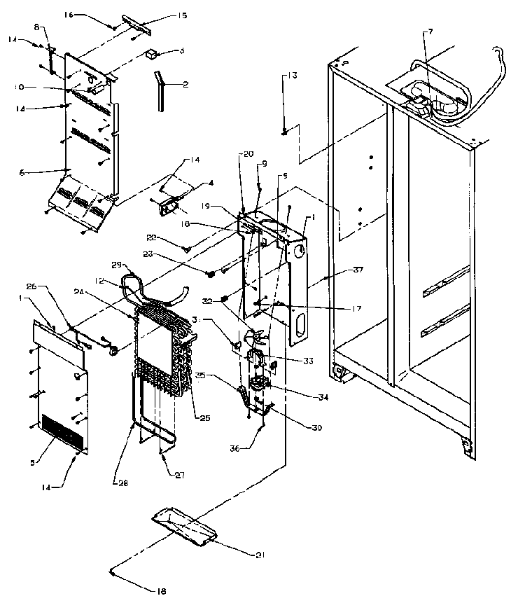 Evaporator And Air Handling Diagram and Parts List for SSD22NBL-P1162413WL  Amana Refrigerator