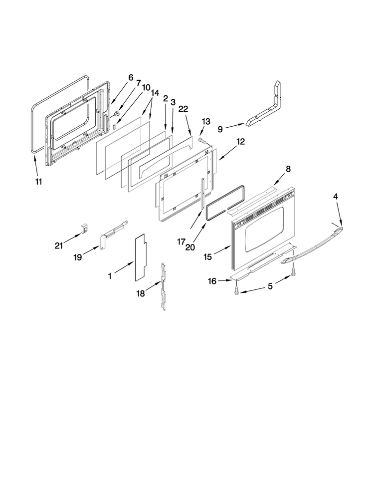 Door Parts Diagram and Parts List for MGS5752BDS20  Maytag Range