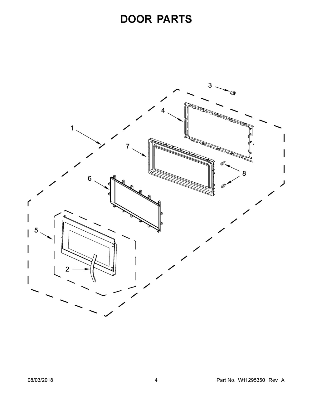 Door Parts Diagram and Parts List for AMV6502REB6  Maytag Microwave