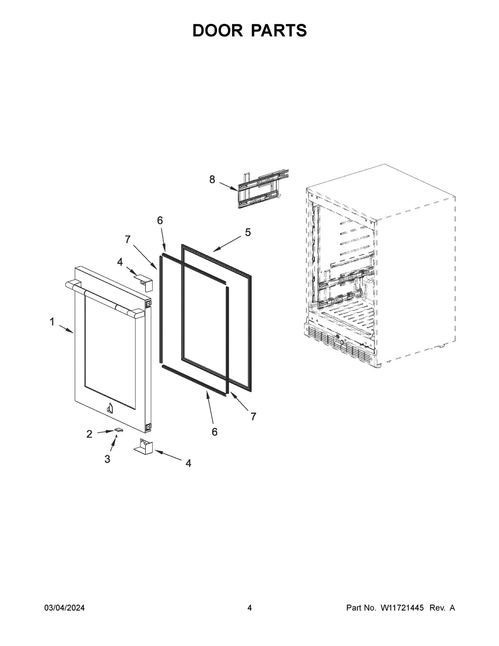 Door Parts Diagram and Parts List for JUBFR242HL02  Jenn-Air Refrigerator