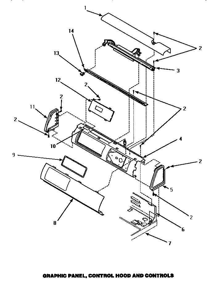 Graphic Panel, Control Hood & Controls Diagram and Parts List for LE9207W-P1163710WW  Amana Dryer