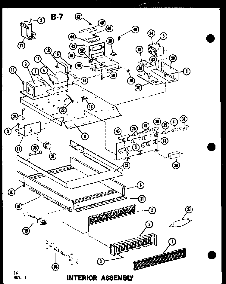 Interior Assembly Diagram and Parts List for RC-14T P73824-6M Amana Microwave