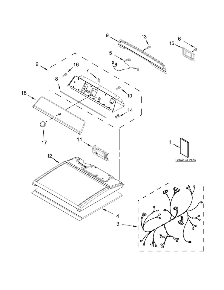 Top And Console Parts Diagram and Parts List for MEDB835DW0  Maytag Dryer
