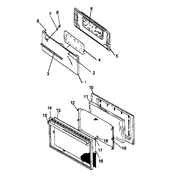 Oven Door Assy Diagram and Parts List for SBE26CB P1142254NW Amana Range