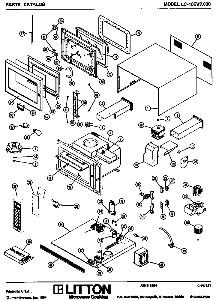 Replacement Parts Diagram and Parts List for LC-10EVP000  Amana Microwave