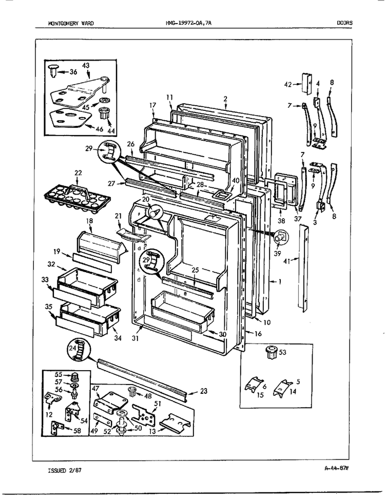 Doors Diagram and Parts List for 19972A  Admiral Refrigerator