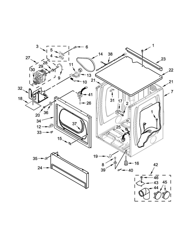 Upper Cabinet And Front Panel Parts Diagram and Parts List for MLE27PNBGW1  Maytag Dryer