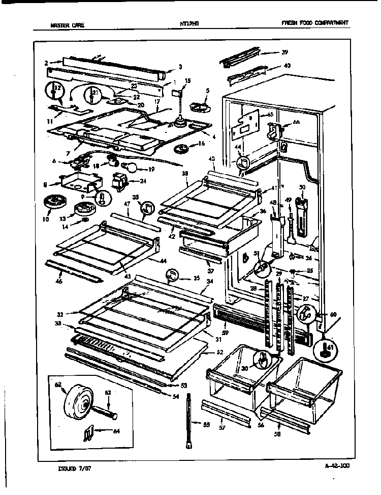 Fresh Food Compartment Diagram and Parts List for NT19H8C 7A56B Admiral Refrigerator