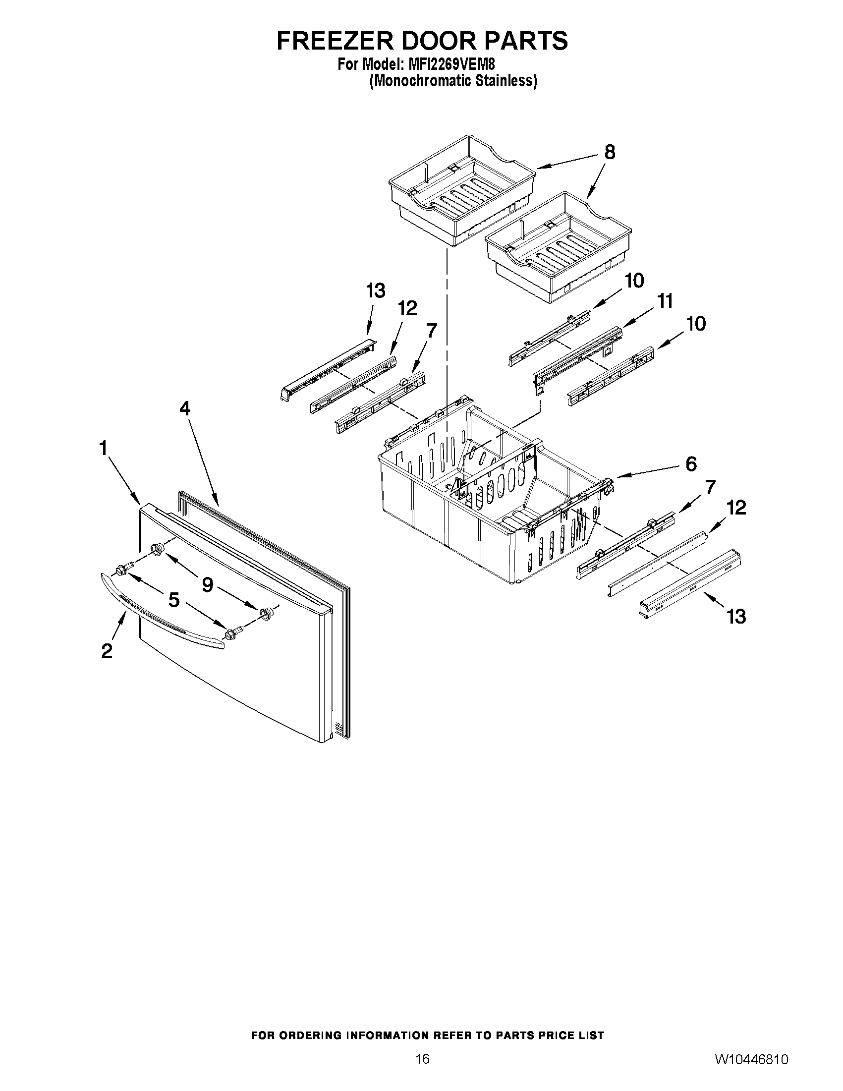 09 - FREEZER DOOR PARTS Diagram and Parts List for MFI2269VEM8  Maytag Refrigerator