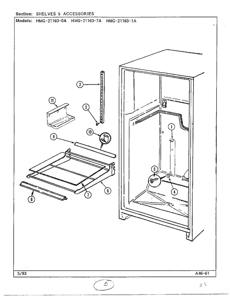 Fresh Food Compartment Page 3 Diagram and Parts List for 21163-0A  Admiral Refrigerator