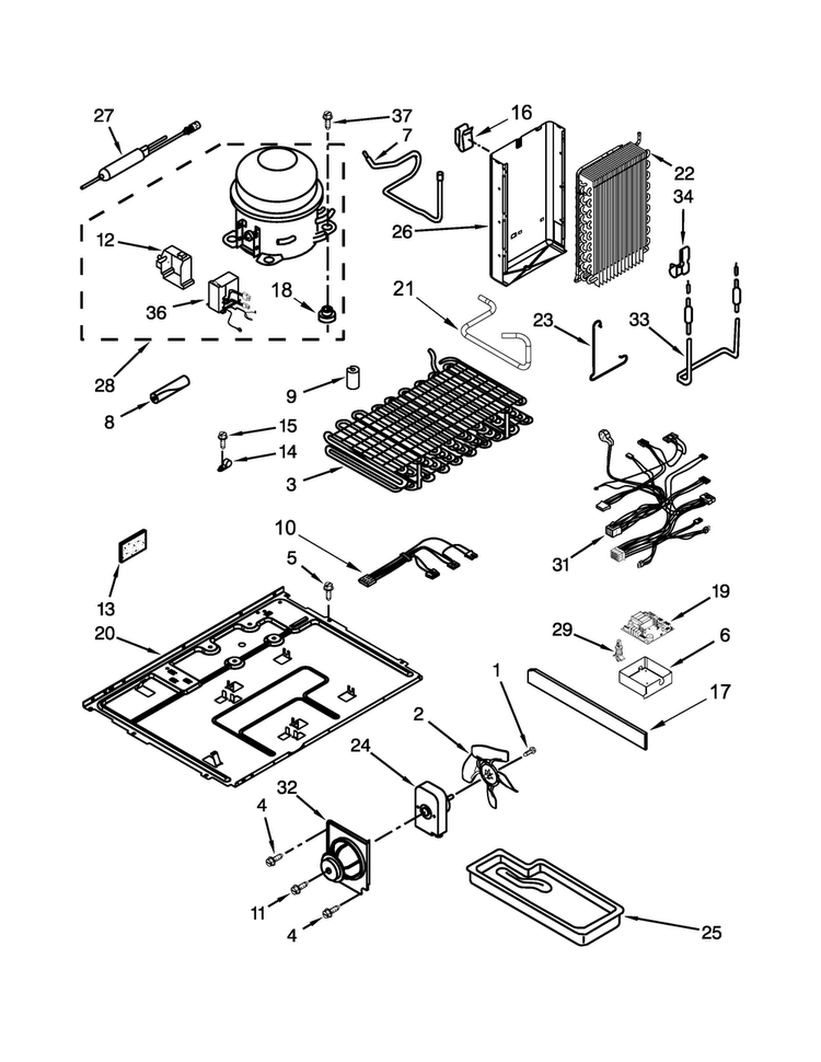 Unit Parts Diagram and Parts List for JCD2395WES01  Jenn-Air Refrigerator