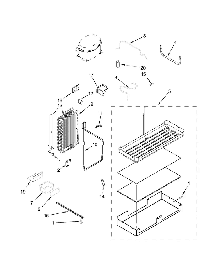 Lower Unit And Tube Parts Diagram and Parts List for JS48NXFXDW05  Jenn-Air Refrigerator