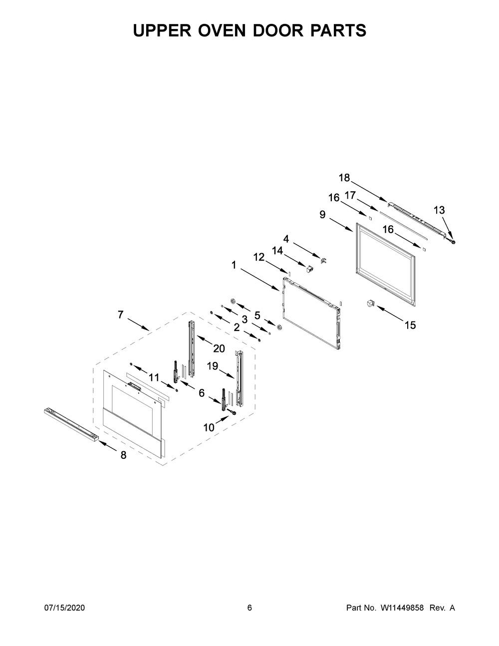 Upper Oven Door Parts Diagram and Parts List for JJW2830IM01  Maytag Range