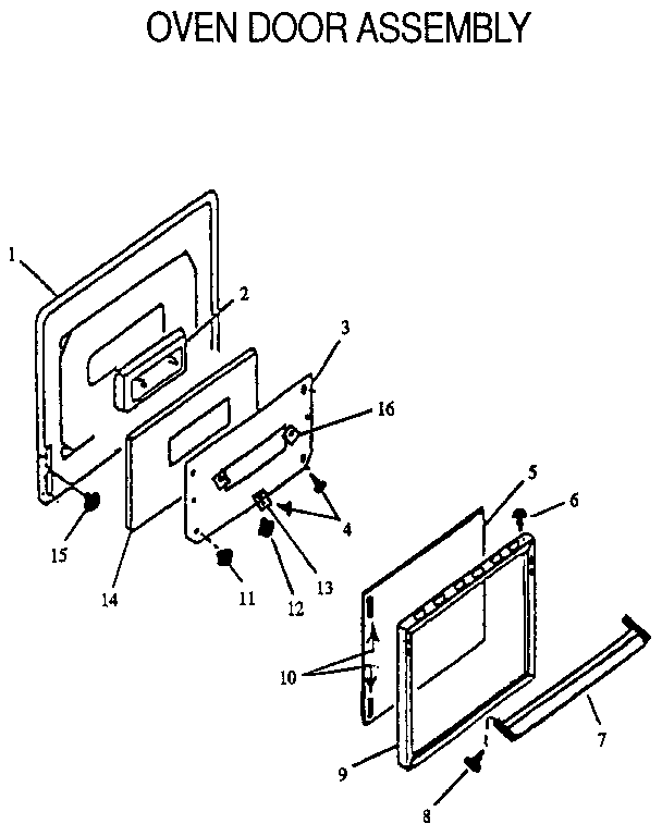 Oven Door Assembly Diagram and Parts List for RMS363UW, UL-P1142380NW,L Amana Range