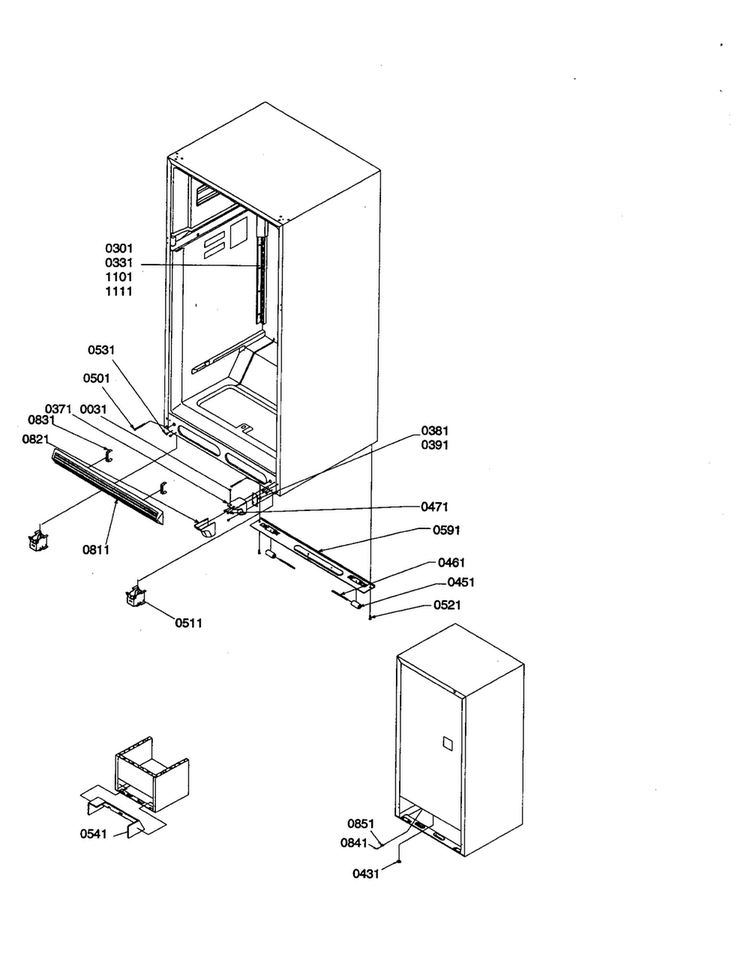 Ladders, Lower Cabinet Diagram and Parts List for TN21V2L-P1315907WL  Amana Refrigerator