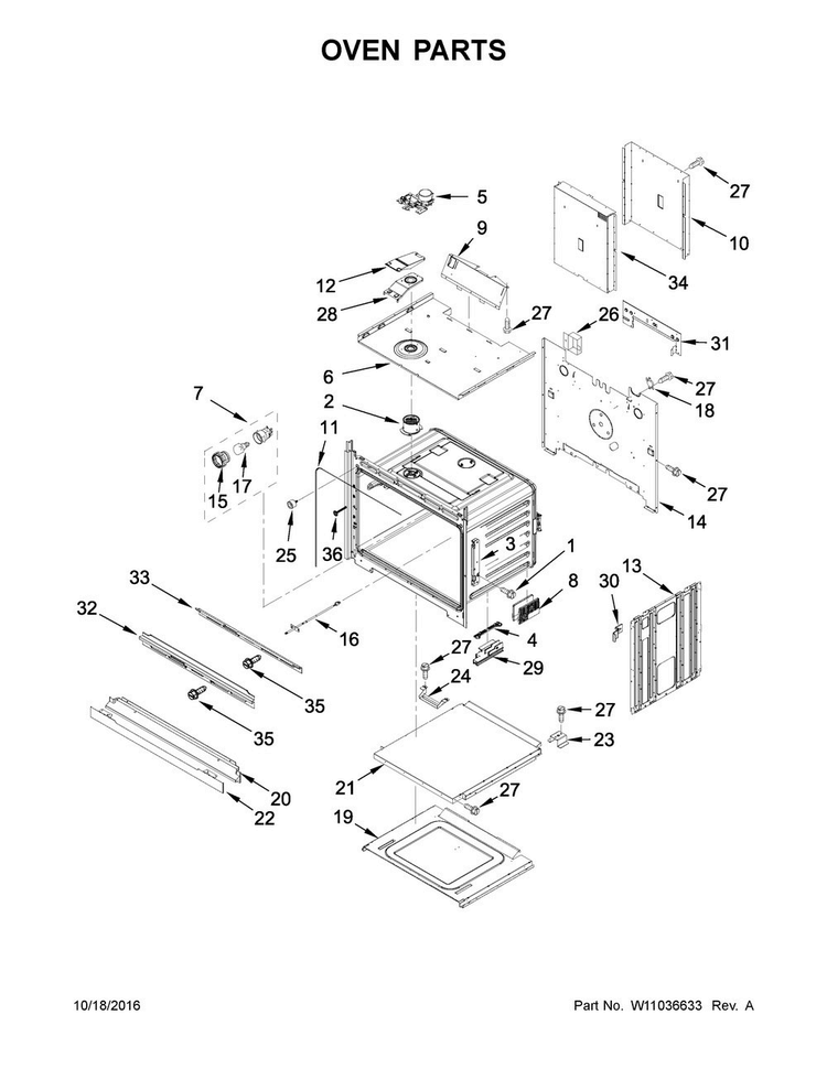 Oven Parts Diagram and Parts List for MEW9627FB01  Maytag Wall Oven