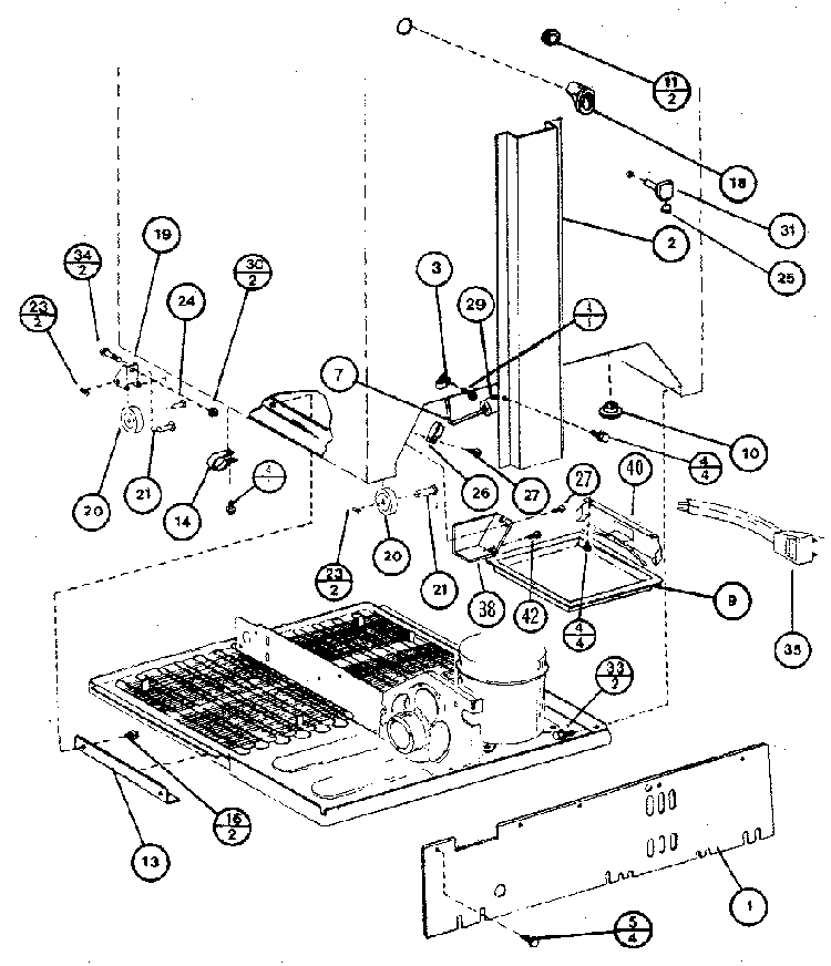 Rear Components Diagram and Parts List for BW20K-P7812501W  Amana Refrigerator