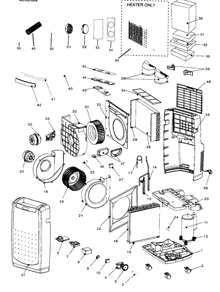 Cabinet Parts Diagram and Parts List for AP125HD  Amana Air Conditioner