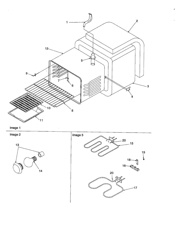 Cavity Diagram and Parts List for ART6113E P1143688NE Amana Range