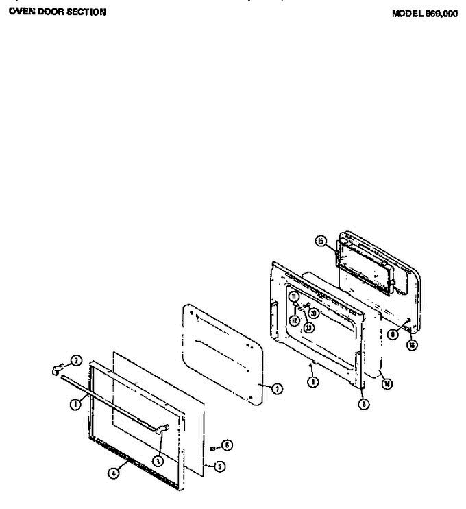04 - Oven Door Section Diagram and Parts List for 969000  Amana Range