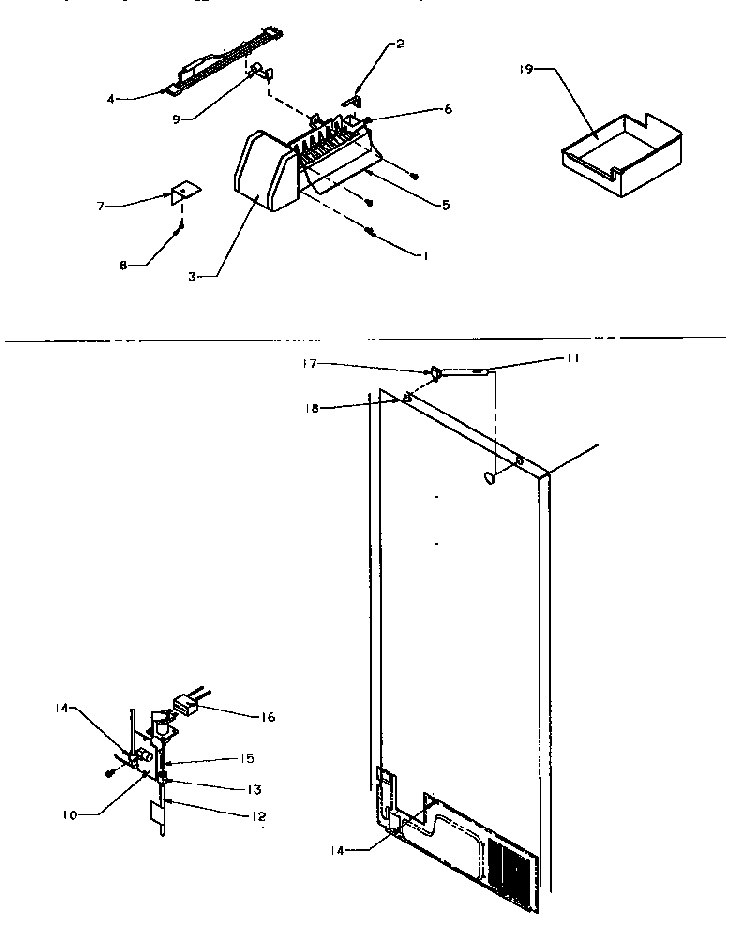 Factory Installed Ice Maker Diagram and Parts List for TSI18A5W-P1188201WW  Amana Refrigerator