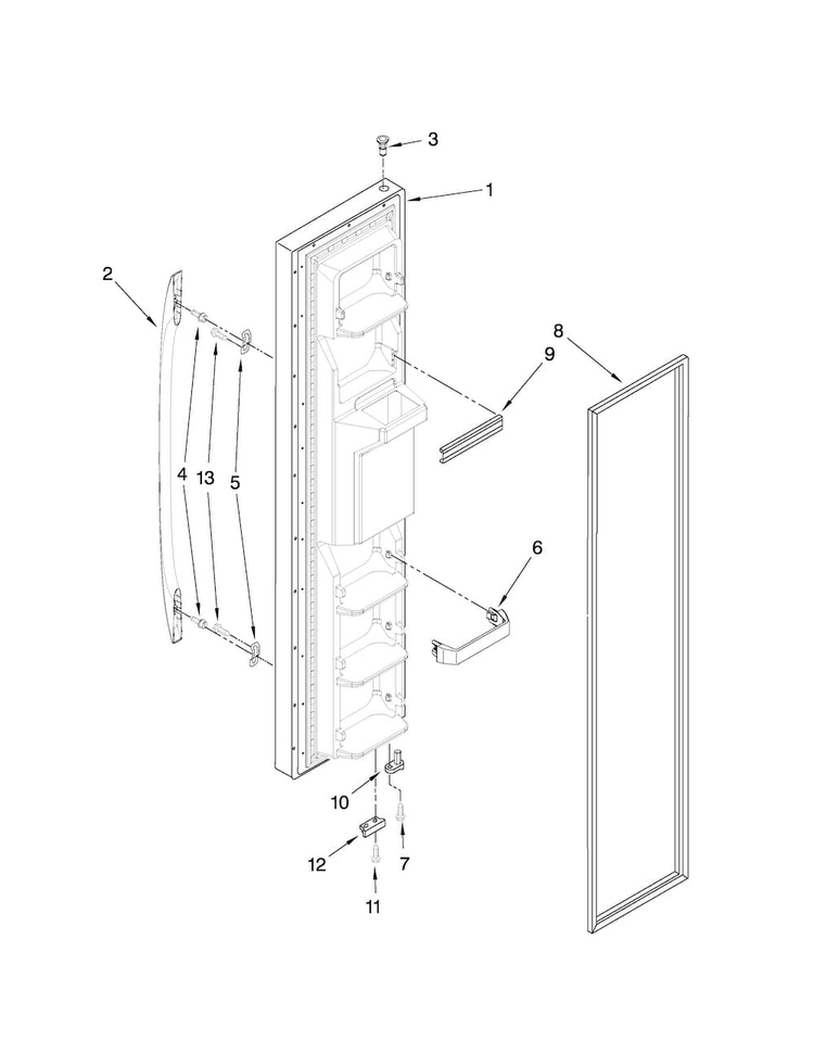 Freezer Door Parts Diagram and Parts List for MSD2272VEB00  Maytag Refrigerator