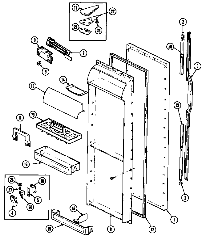 Fresh Food Door Diagram and Parts List for GS24X8DA-DR83A  Maytag Refrigerator