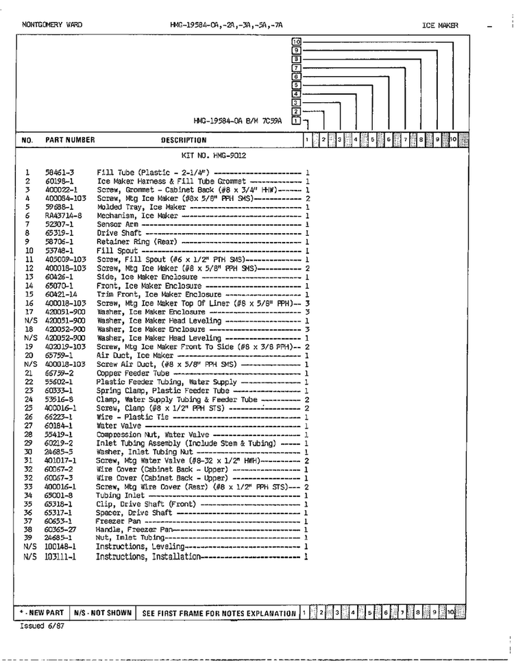 Ice Maker Page 2 Diagram and Parts List for 19584A  Admiral Refrigerator