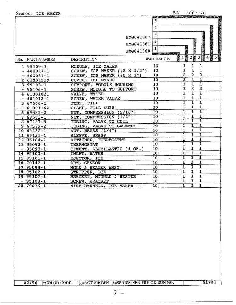 Ice Maker Page 2 Diagram and Parts List for HMG641861  Admiral Refrigerator