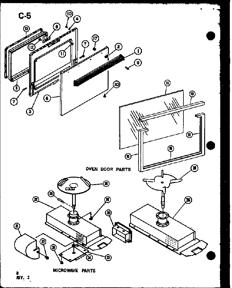 Mw Air Duct/stirrer Diagram and Parts List for MRR-1000-P85514-4S  Amana Microwave Oven Combo