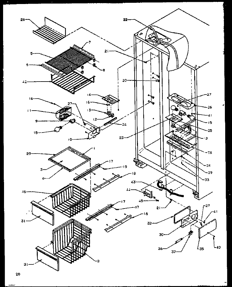 FZ SHELVING AND REF LIGHT Diagram and Parts List for GRH2202B P1168103W E Amana Refrigerator