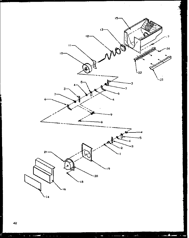 CRUSHED ICE BUCKET Diagram and Parts List for GRH2202B P1168103W E Amana Refrigerator