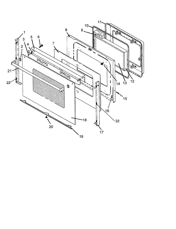 Door Assembly Diagram and Parts List for AGDS901E P1131829NE Amana Range