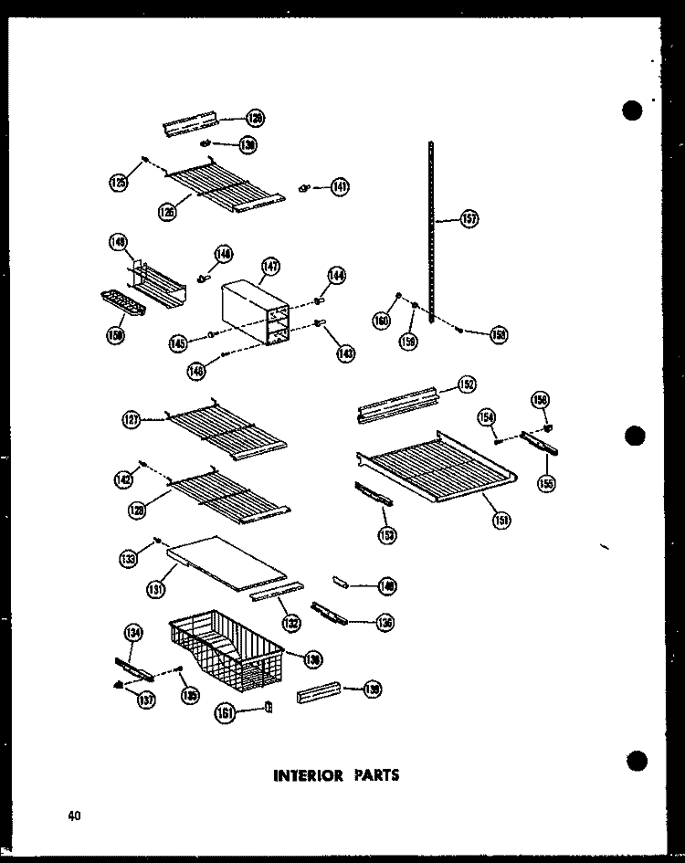 INTERIOR PARTS Diagram and Parts List for SRN22G-A P6020136W A Amana Refrigerator