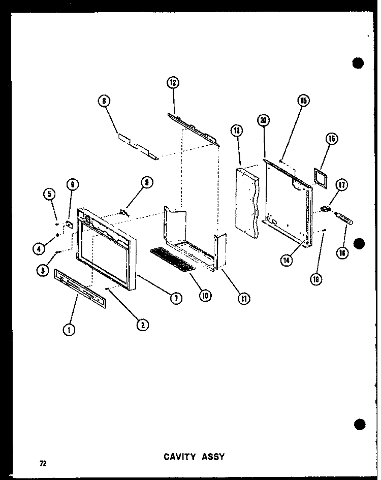 CAVITY ASSY Diagram and Parts List for SDI22N-A P6020165W A Amana Refrigerator
