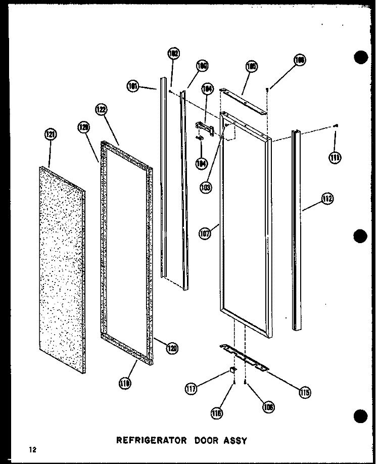 REF DOOR ASSY Diagram and Parts List for SRI19N-1 P6023088W Amana Refrigerator