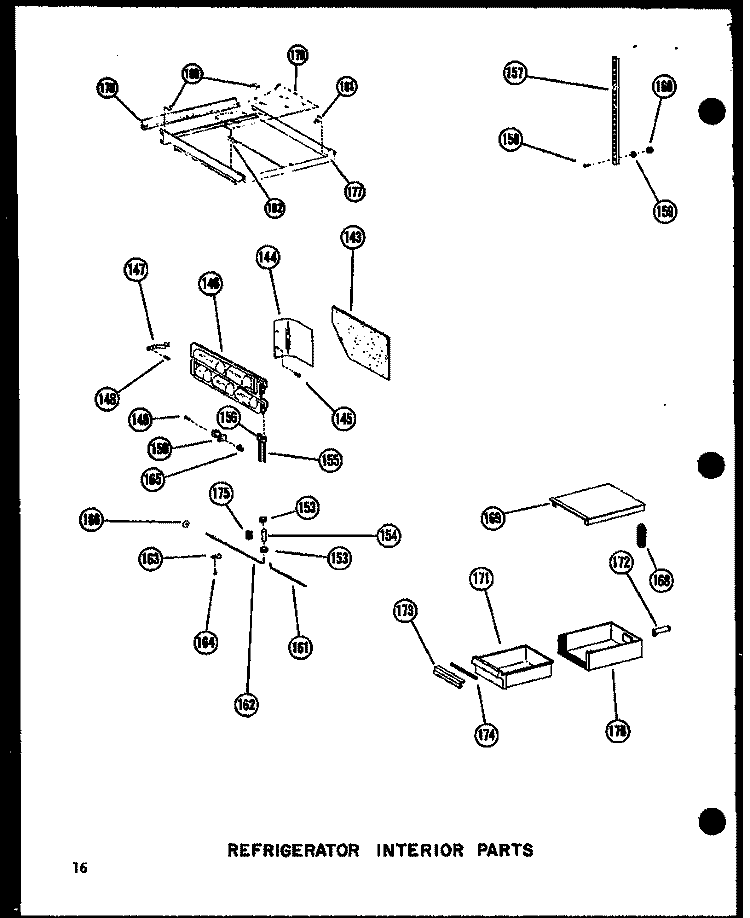 REF INTERIOR PARTS Diagram and Parts List for SRI19N-1 P6023088W Amana Refrigerator