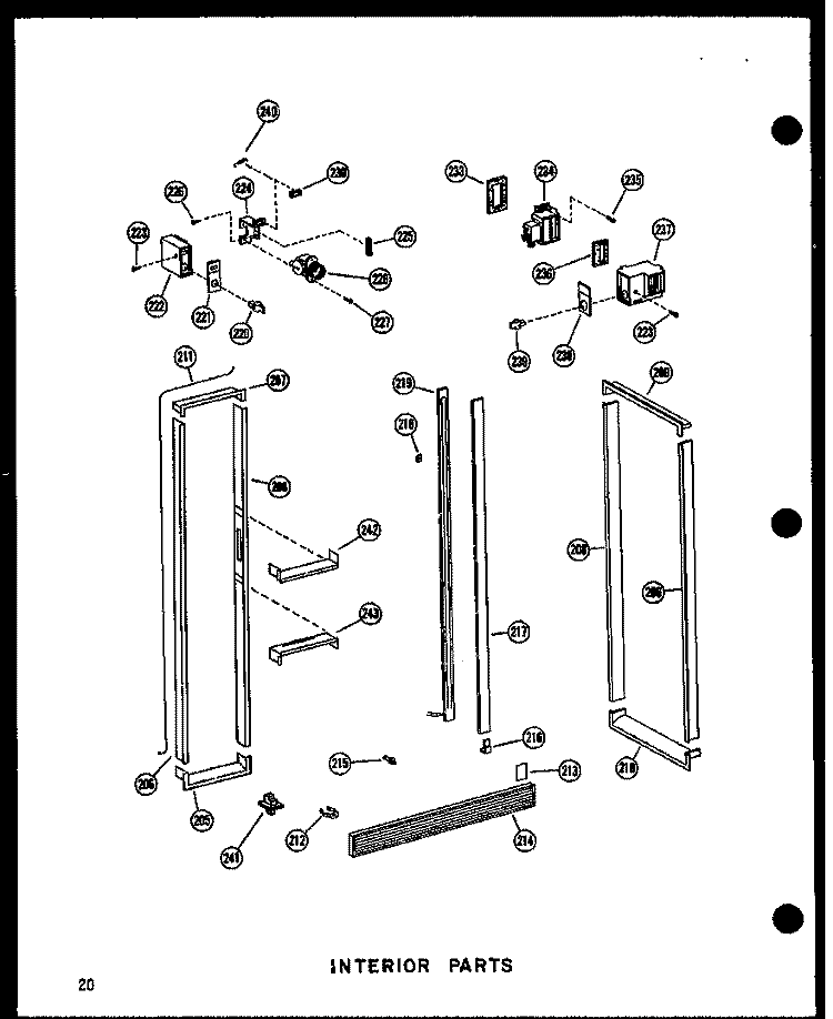 INTERIOR PARTS Diagram and Parts List for SRI19N-1 P6023088W Amana Refrigerator