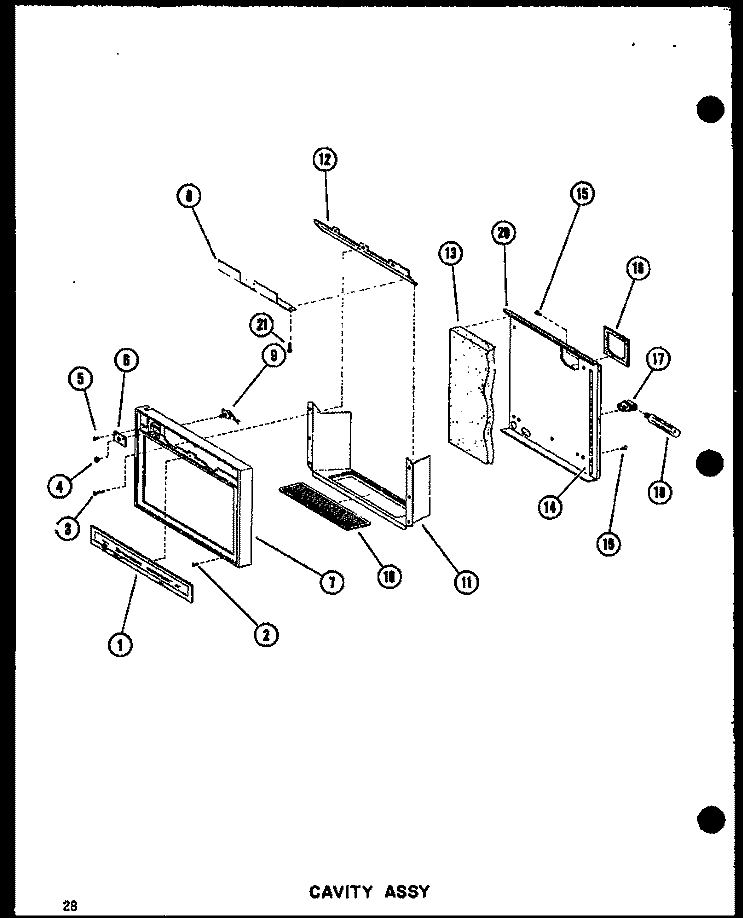 CAVITY ASSY Diagram and Parts List for SRI19N-1 P6023088W Amana Refrigerator