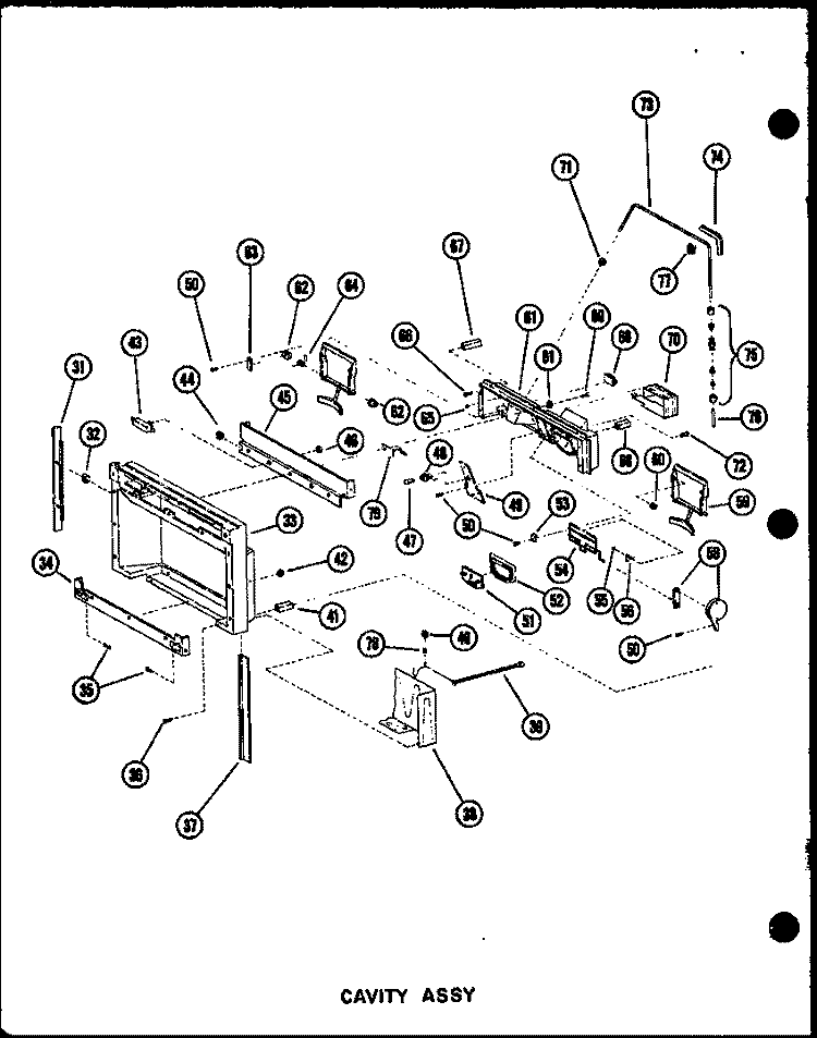 CAVITY ASSY Diagram and Parts List for SRI19N-1 P6023088W Amana Refrigerator
