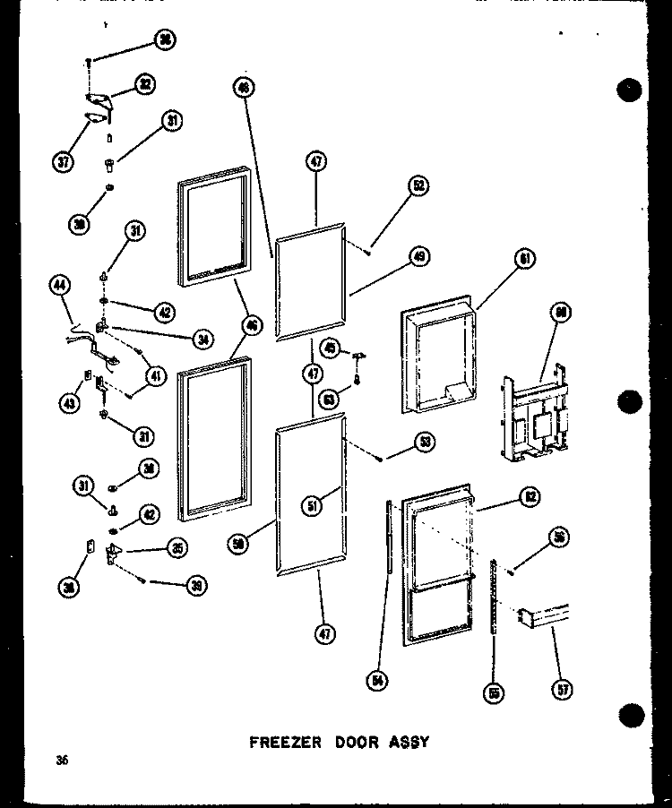 FZ DOOR ASSY Diagram and Parts List for SRI19N-1-AG P6023089W G Amana Refrigerator